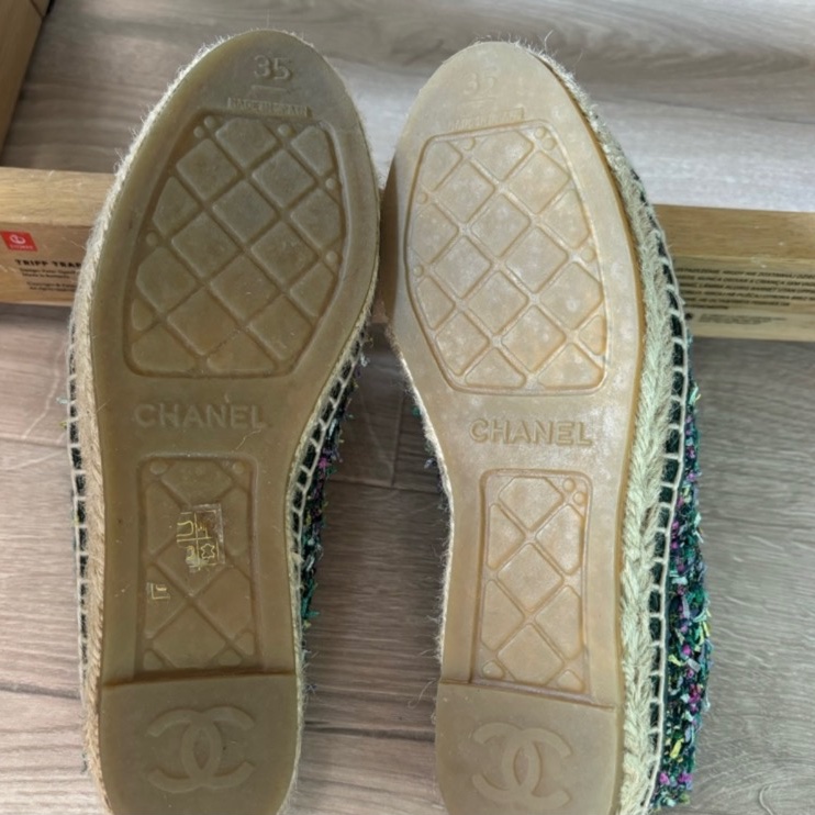Chanel香奈兒 草編鞋/漁夫鞋/鉛筆鞋/編織鞋/平底鞋/35號-13