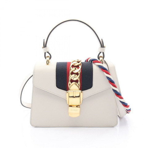 GUCCI Sylvie Sherry 系列 2WAY 手提包 470270 皮革 米色 海軍藍 紅色 二手 女士