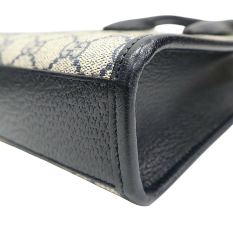 藍色 GG Supreme帆布 牛皮飾邊 Mini Retro Interlocking G 肩背包【GUCCI 古馳】 671623-8
