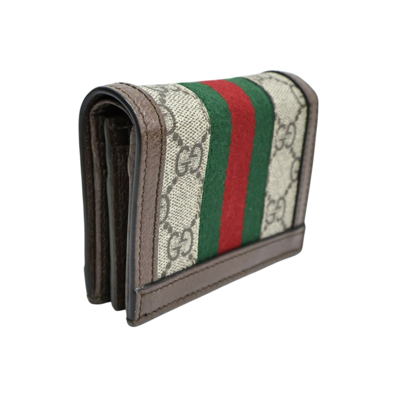 棕色 GG Supreme帆布 Ophidia Card Case 扣式短夾【GUCCI 古馳】 523155-1
