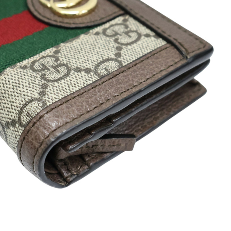 棕色 GG Supreme帆布 Ophidia Card Case 扣式短夾【GUCCI 古馳】 523155-7