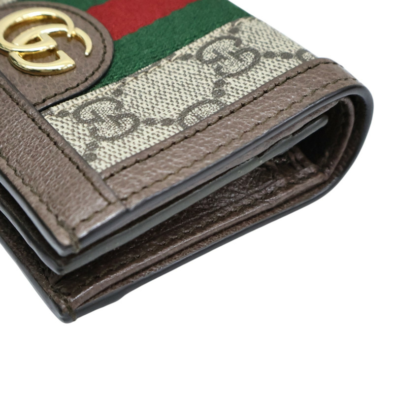 棕色 GG Supreme帆布 Ophidia Card Case 扣式短夾【GUCCI 古馳】 523155-8