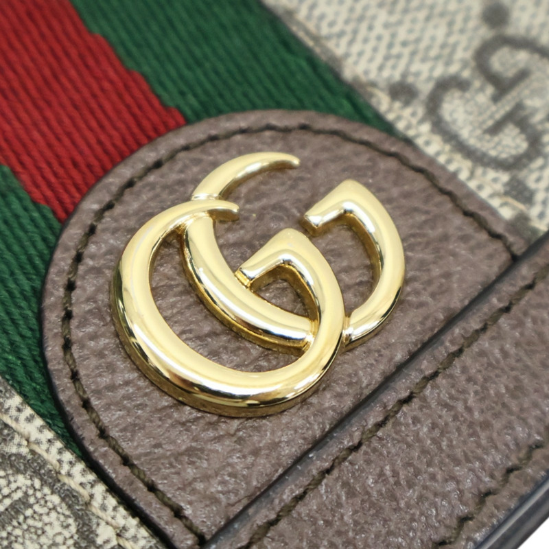 棕色 GG Supreme帆布 Ophidia Card Case 扣式短夾【GUCCI 古馳】 523155-9