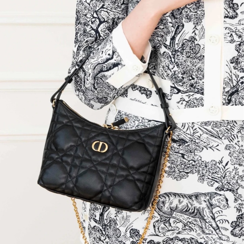 ✨Dior|新款黑金Miss DIOR Hobo|全皮經典藤格紋|99新-0