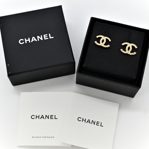 Chanel香奈兒 CCLogo 金色 耳環 耳釘