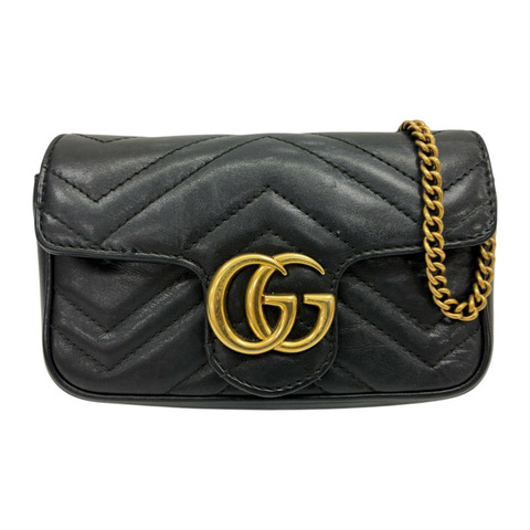 黑色 牛皮 GG Marmont Mini Chain 肩背包【GUCCI 古馳】 476433