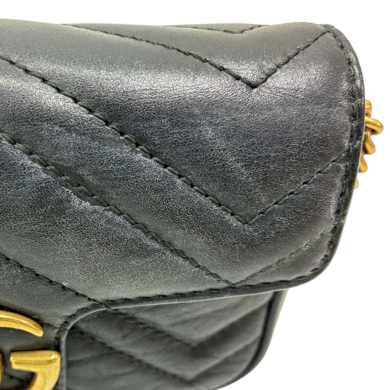 黑色 牛皮 GG Marmont Mini Chain 肩背包【GUCCI 古馳】 476433-9