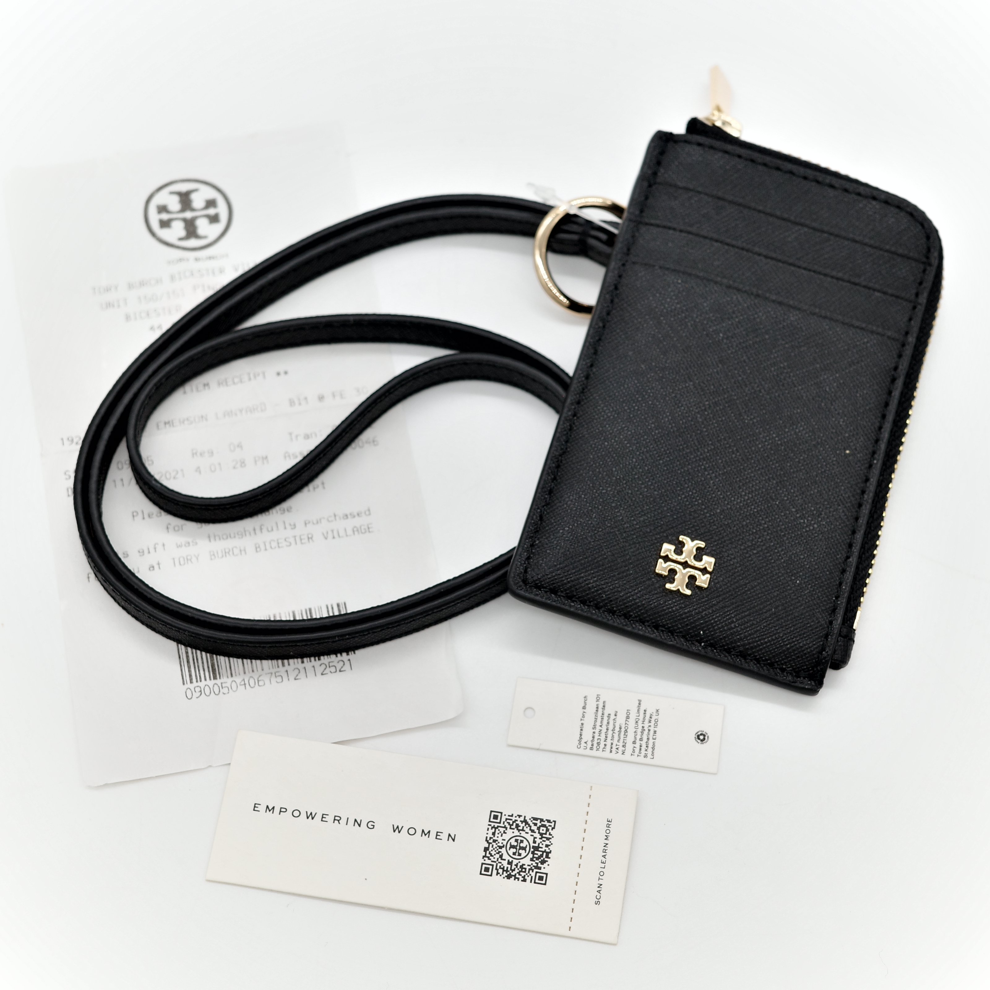 Tory Burch 黑色牛皮 識別證-0