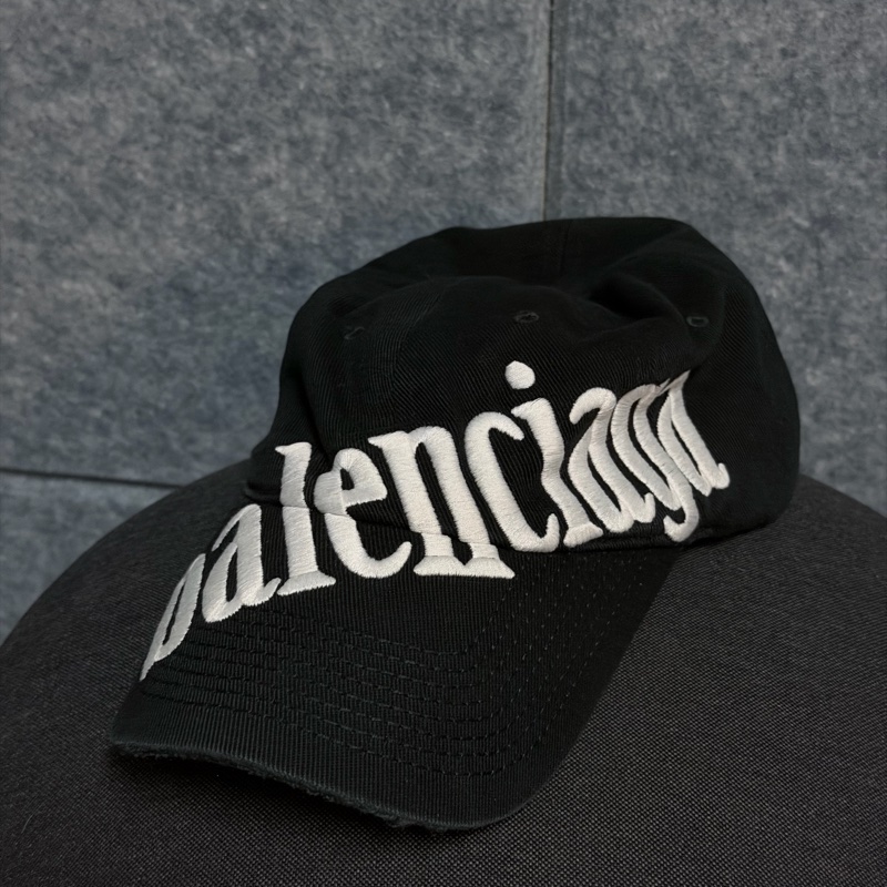 Balenciaga 字樣刺繡老帽 黑色 近全新-5