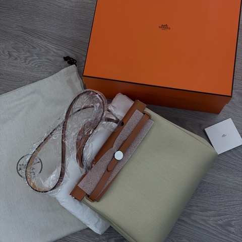 Hermès Herbag 30 米白拼棕 全新