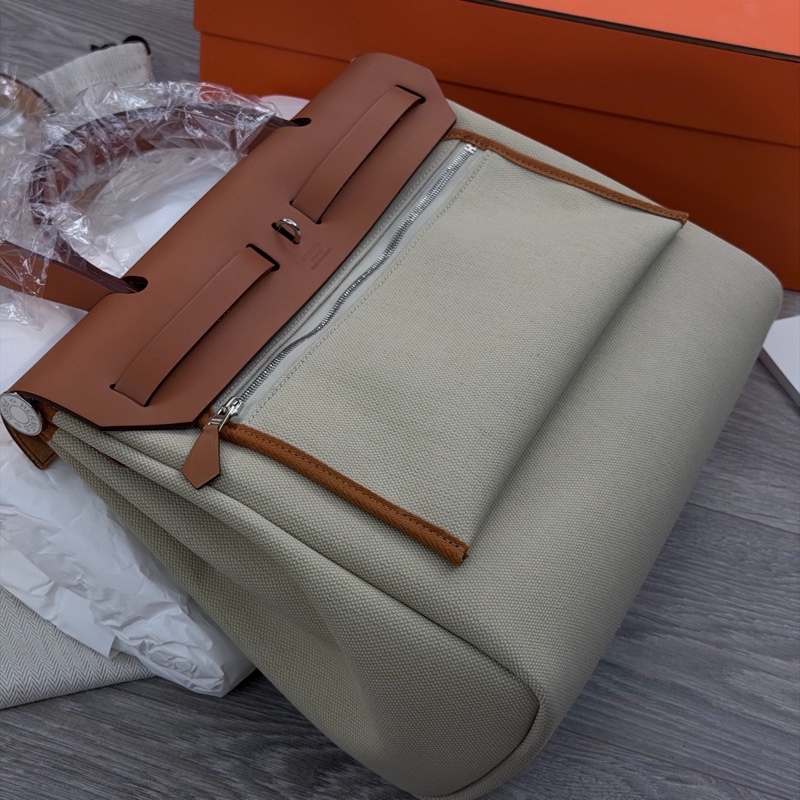 Hermès Herbag 30 米白拼棕 全新-5