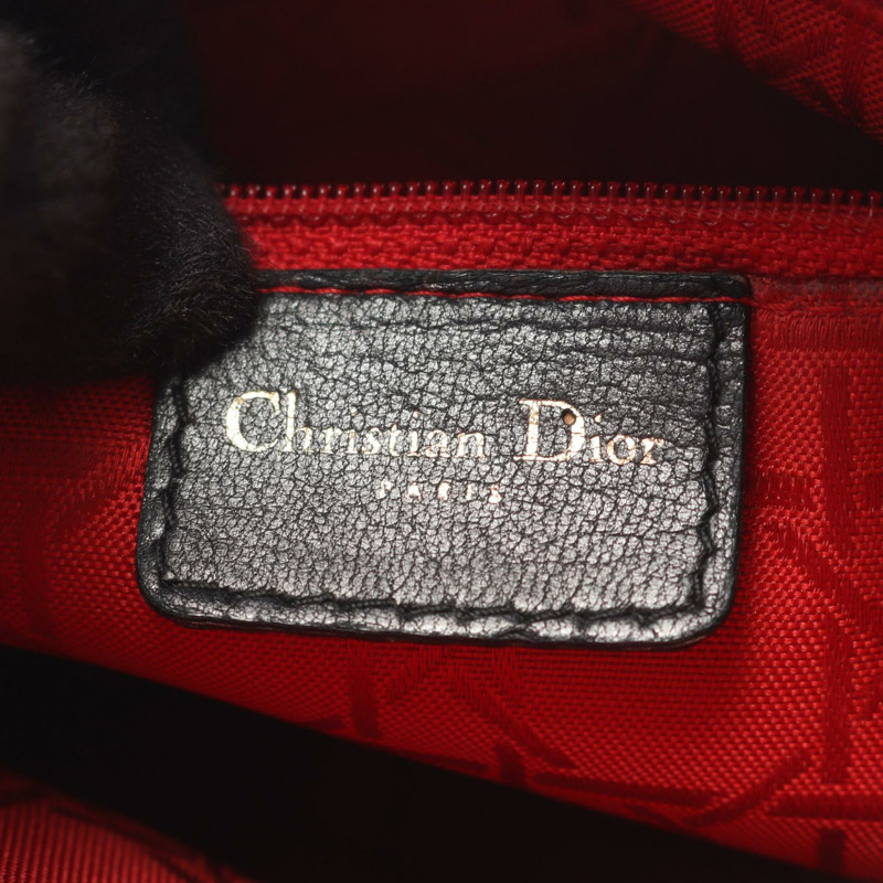 Christian Dior LADY DIOR Cannage 手提包,黑色皮革,二手女款-3