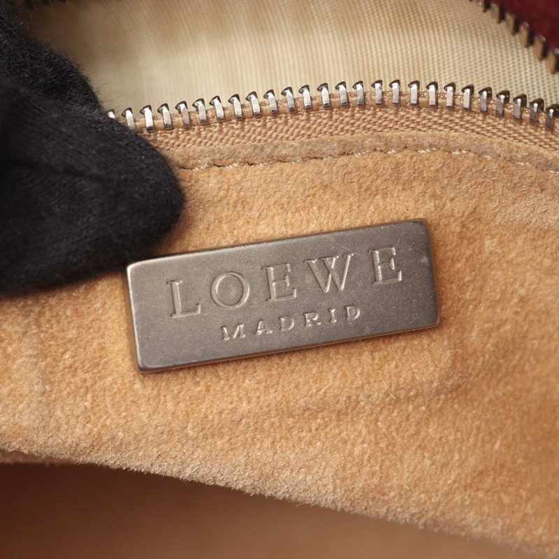 LOEWE Amazonas 手提包 絨面革 波爾多紅 二手 女士-3