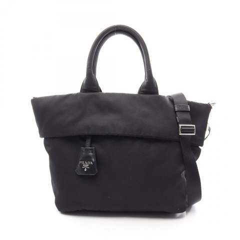 PRADA 雙面托特單肩斜挎手提包 尼龍黑色 二手女款