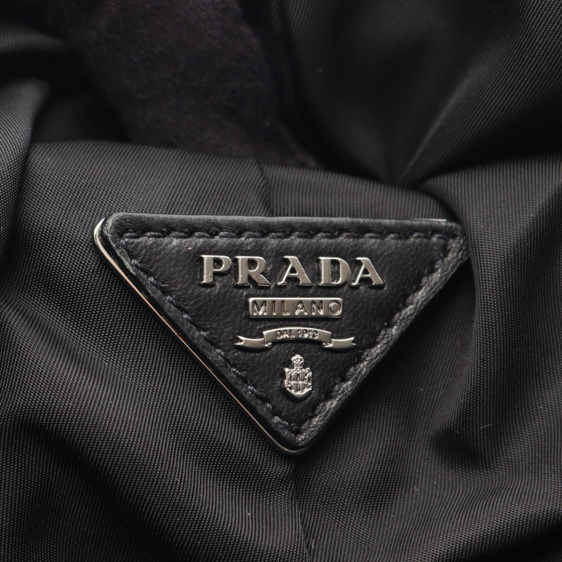 PRADA 雙面托特單肩斜挎手提包 尼龍黑色 二手女款-3