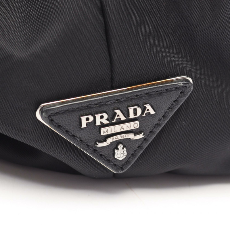 PRADA 雙面托特單肩斜挎手提包 尼龍黑色 二手女款-4