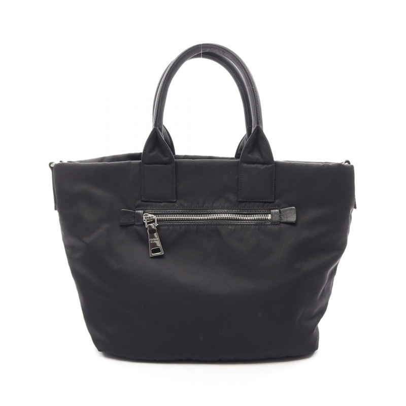 PRADA 雙面托特單肩斜挎手提包 尼龍黑色 二手女款-5