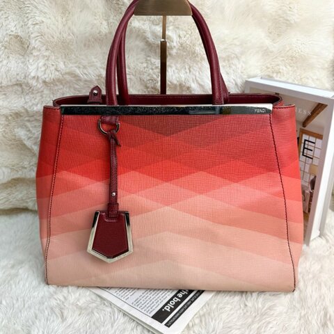 Fendi 經典 2 Jours 幾何漸層 手提包 紅色