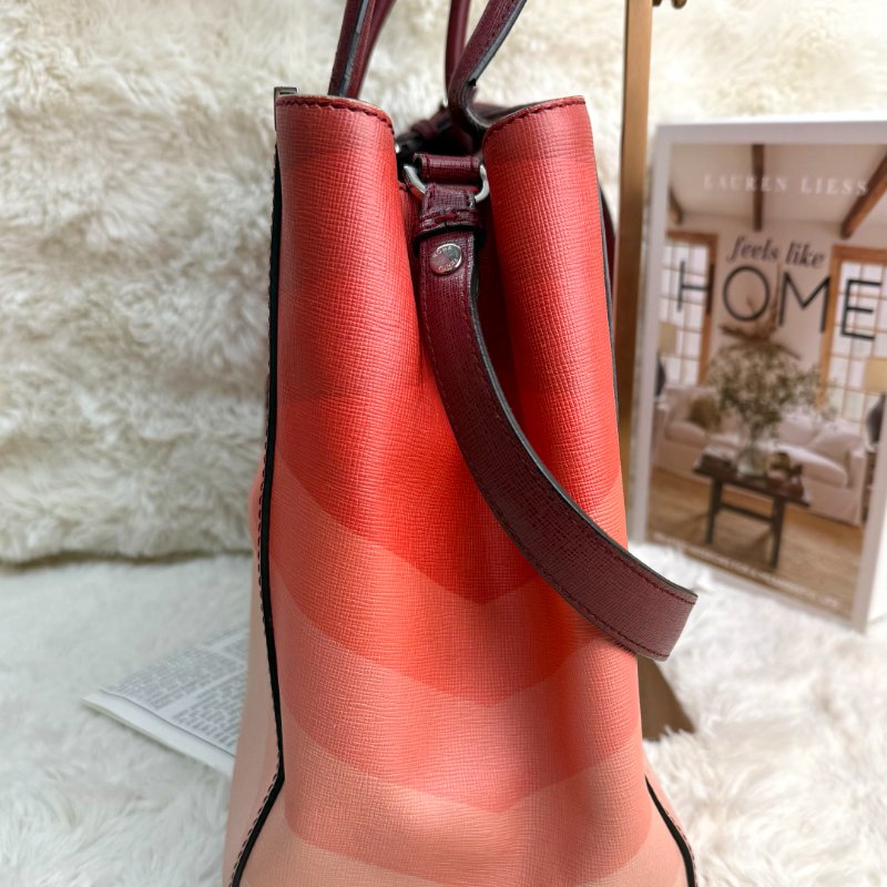 Fendi 經典 2 Jours 幾何漸層 手提包 紅色-2