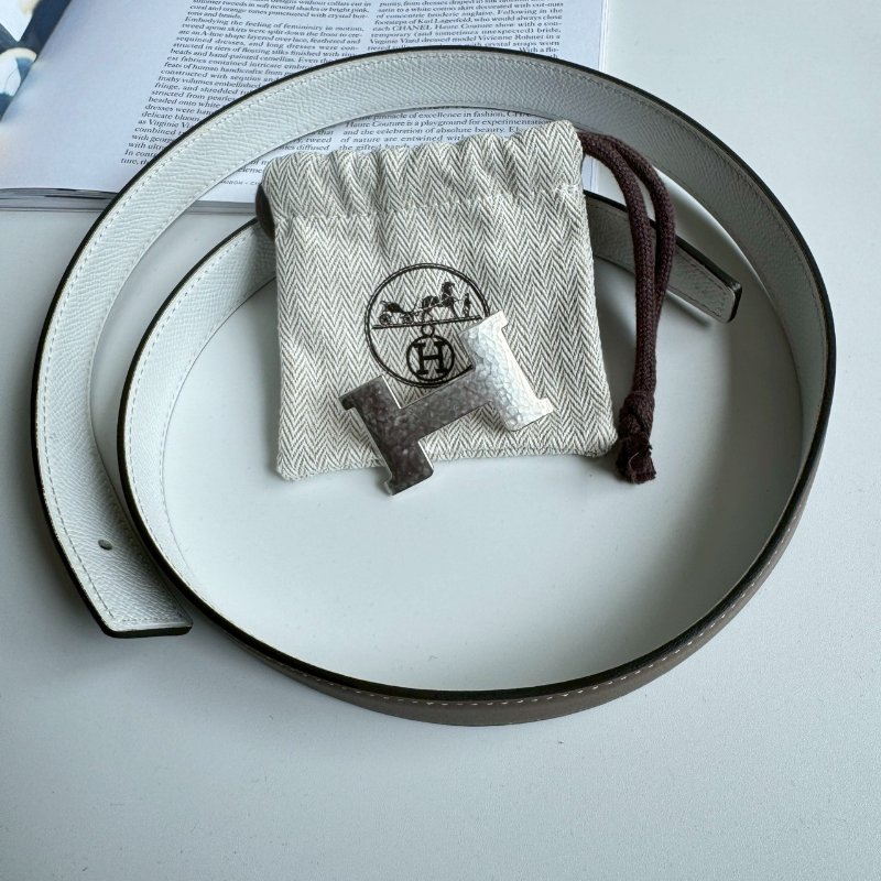 💥全新商品💥 Hermes 大象灰銀釦H 75公分皮帶-0