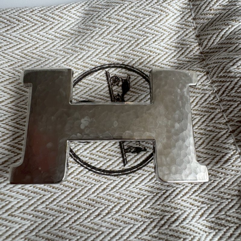 💥全新商品💥 Hermes 大象灰銀釦H 75公分皮帶-1