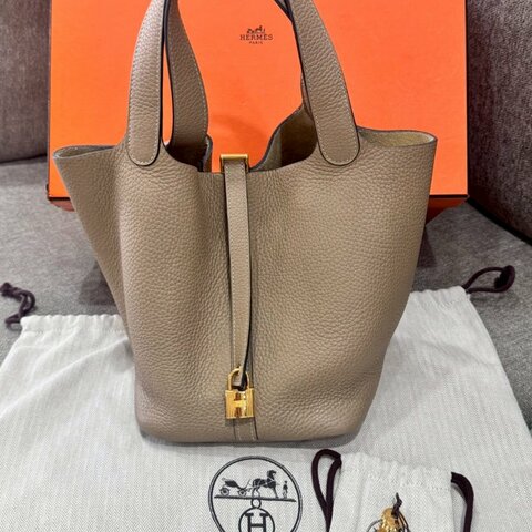 HERMES PicotinLock  22 風衣灰金釦
