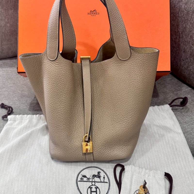 HERMES PicotinLock 22 風衣灰金釦-0