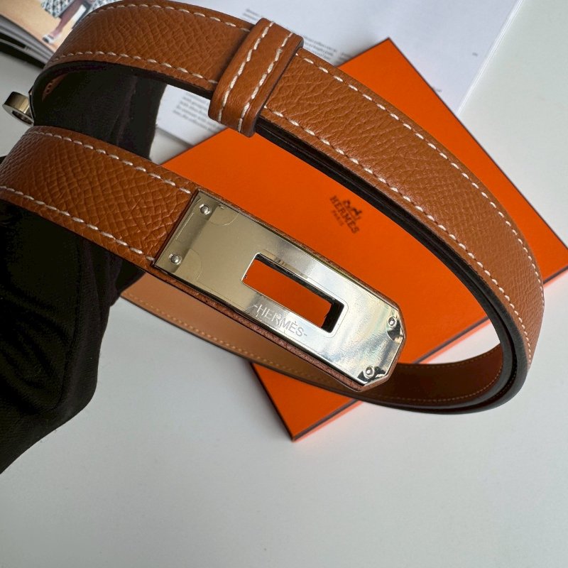 💫閒置✨Hermes 金棕色銀釦Kelly皮帶-1