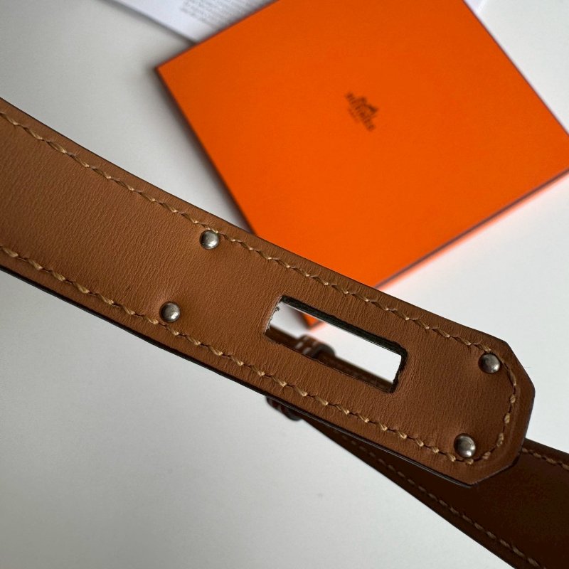 💫閒置✨Hermes 金棕色銀釦Kelly皮帶-3