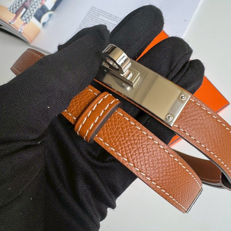 💫閒置✨Hermes 金棕色銀釦Kelly皮帶-4