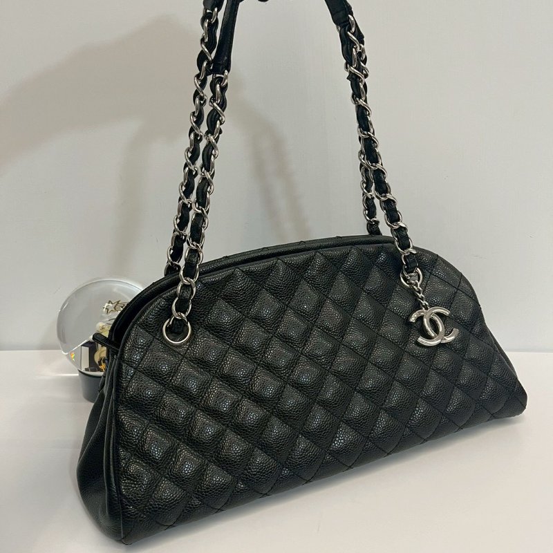 Chanel 保齡球包 黑銀-0