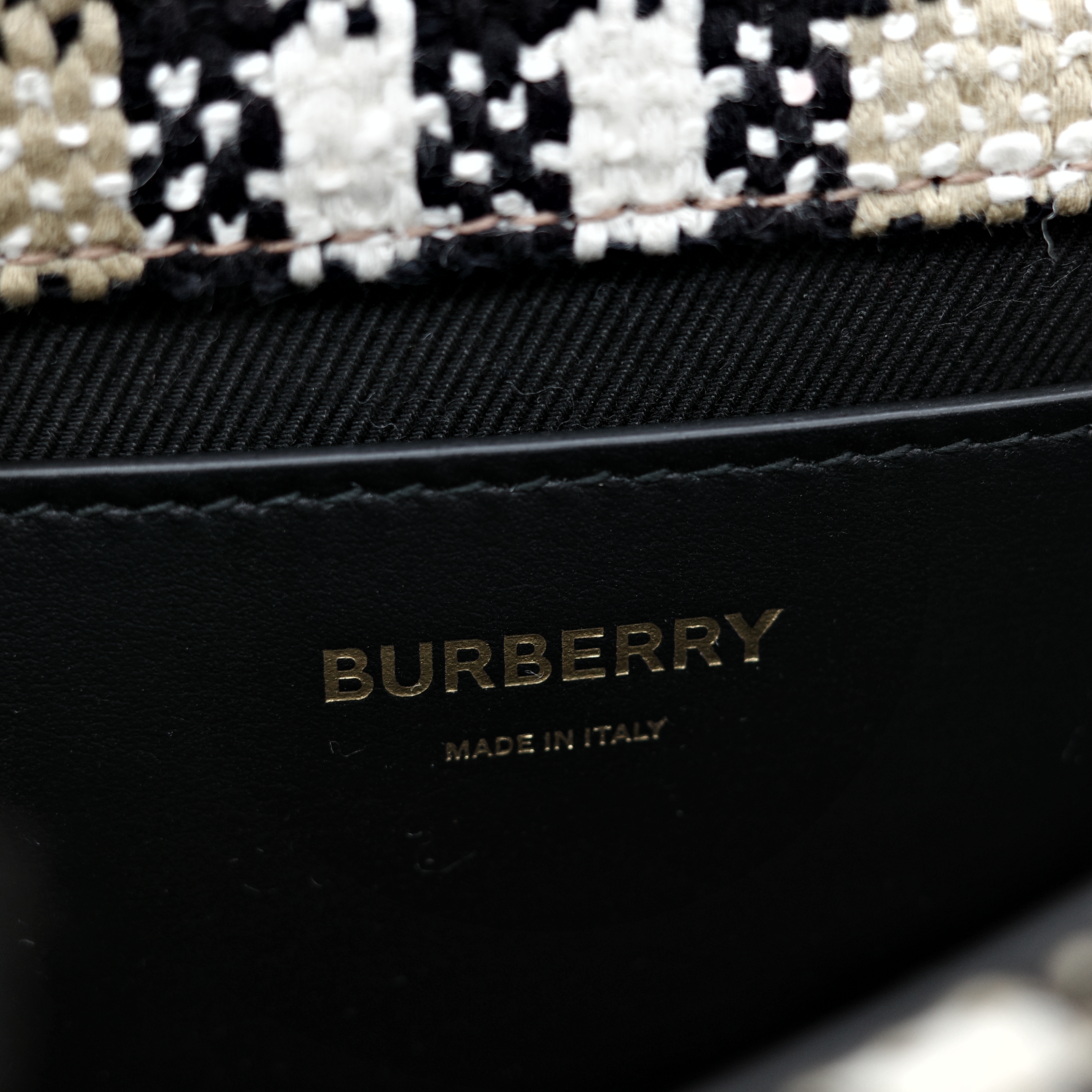 BURBERRY Lola TB LOGO mini 拼色格紋毛呢包 鍊條 斜背包-12