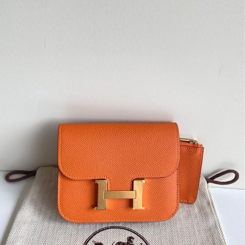99新 Hermès愛馬仕康康Slim 9J 火焰橙金扣 Epsom皮 B刻 原膜在-0