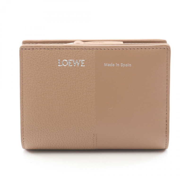 LOEWE Duet Compact 雙折錢包 C612NCWX01 皮革 棕色 二手 女士-0