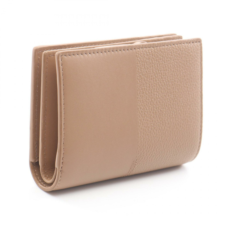 LOEWE Duet Compact 雙折錢包 C612NCWX01 皮革 棕色 二手 女士-1