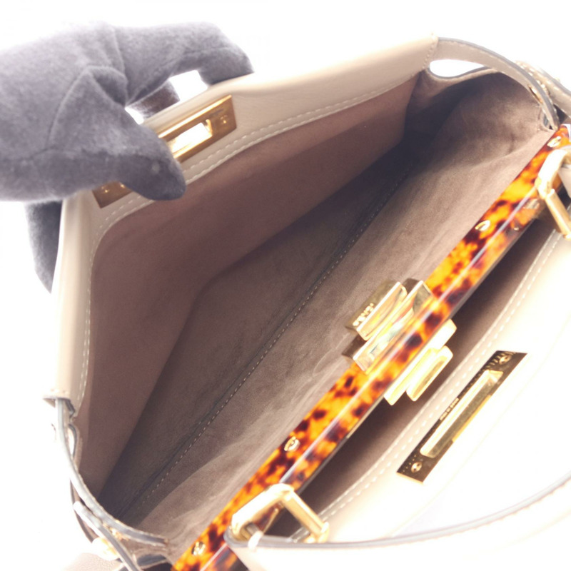 FENDI Peekaboo 2WAY 手提包,米色皮革,二手女款-3