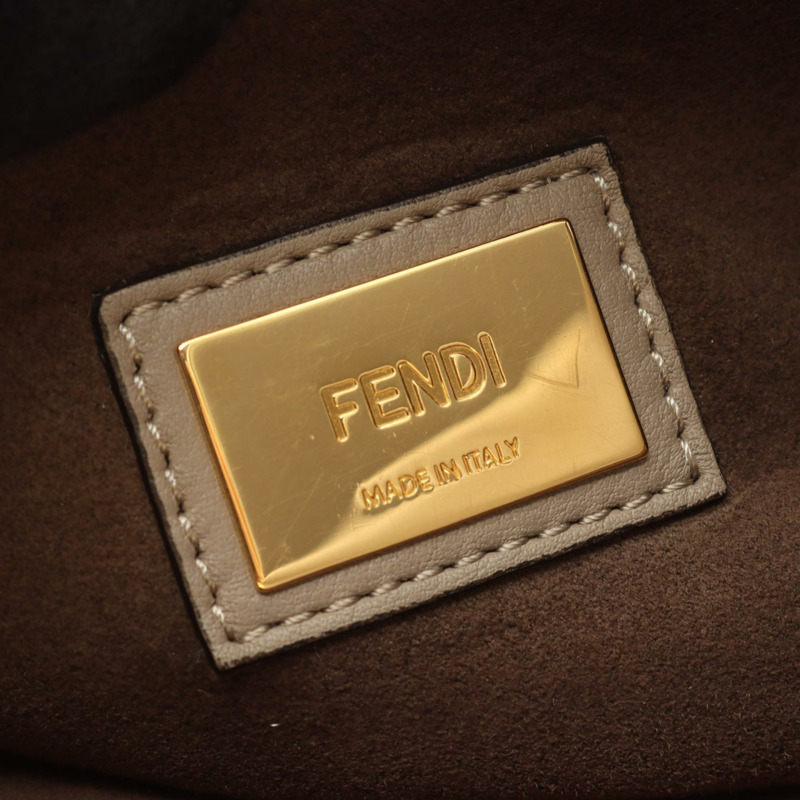 FENDI Peekaboo 2WAY 手提包,米色皮革,二手女款-4