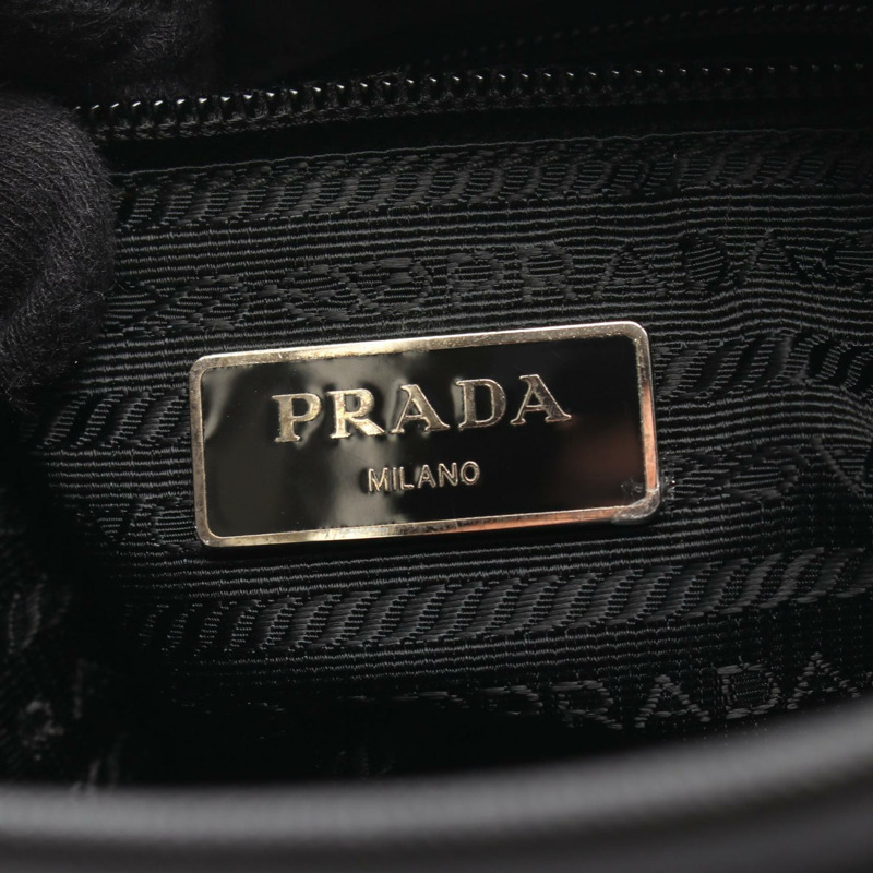 PRADA Logo 單肩斜背包,尼龍 Saffiano 皮革,黑色,二手,男女通用-3