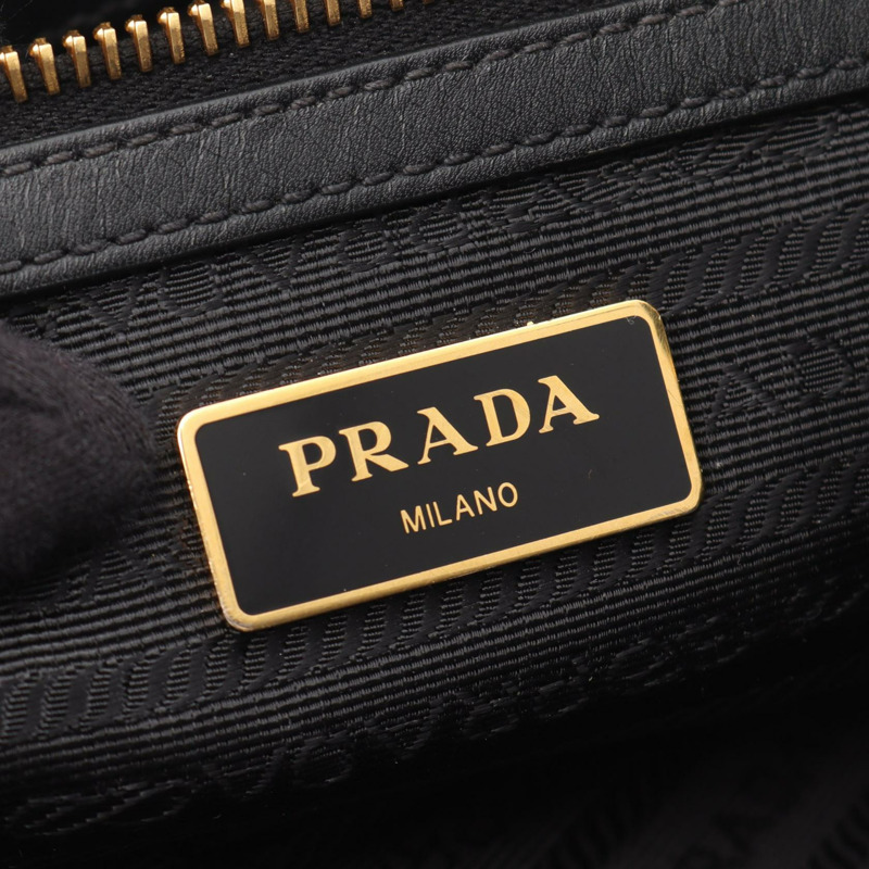 PRADA LOGO JACQUARD 單肩斜背包 1BA172 帆布皮革 黑色 二手-3