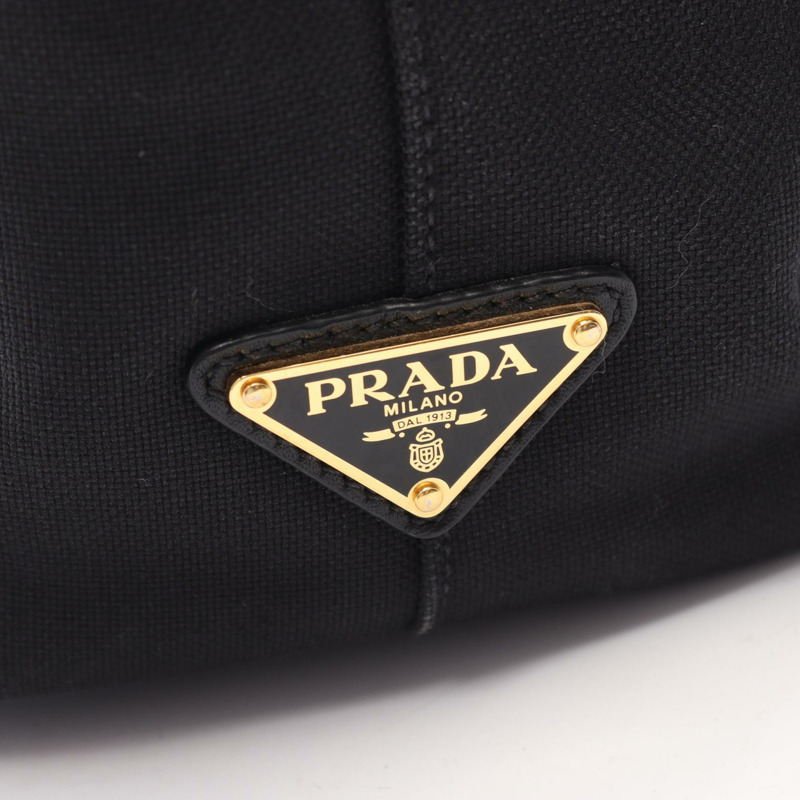 PRADA LOGO JACQUARD 單肩斜背包 1BA172 帆布皮革 黑色 二手-4