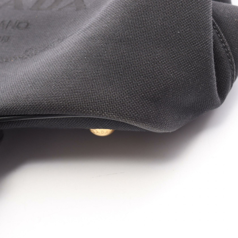 PRADA LOGO JACQUARD 單肩斜背包 1BA172 帆布皮革 黑色 二手-14