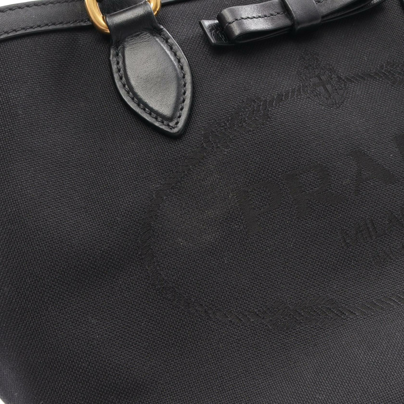 PRADA LOGO JACQUARD 單肩斜背包 1BA172 帆布皮革 黑色 二手-16