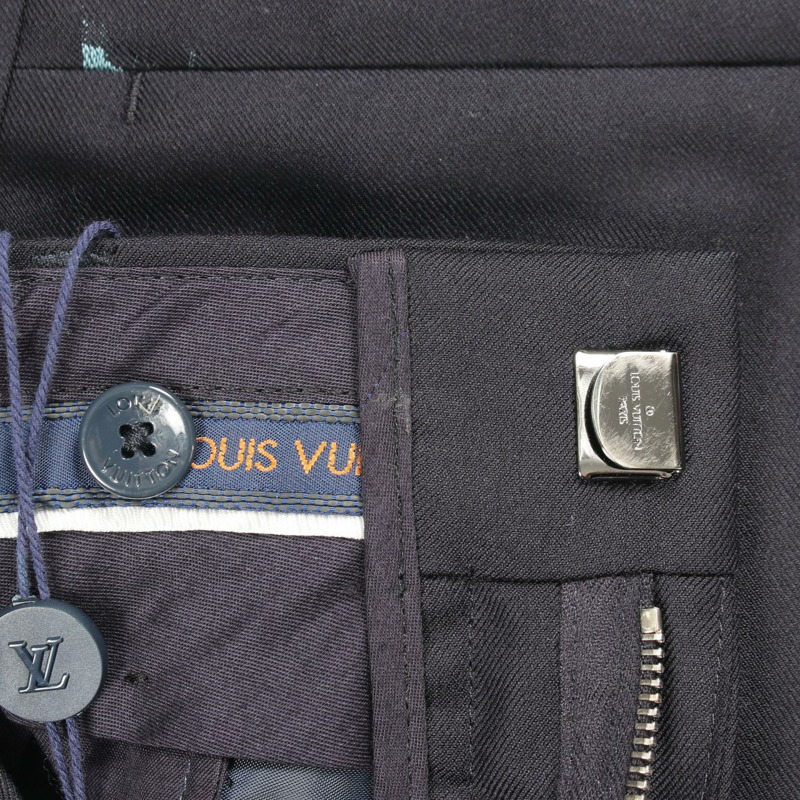 路易威登 LV 標誌提花長褲 #38 RM232F UR8 HPFP9W 羊毛海軍藍二手男款-8