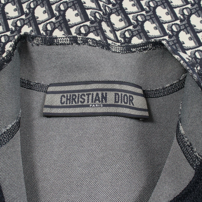 Christian Dior Oblique 半拉鍊無袖洋裝 #34 143R04A4040 尼龍海軍藍二手-2
