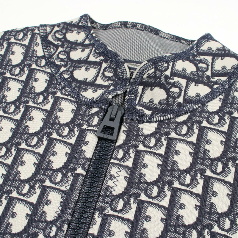Christian Dior Oblique 半拉鍊無袖洋裝 #34 143R04A4040 尼龍海軍藍二手-4
