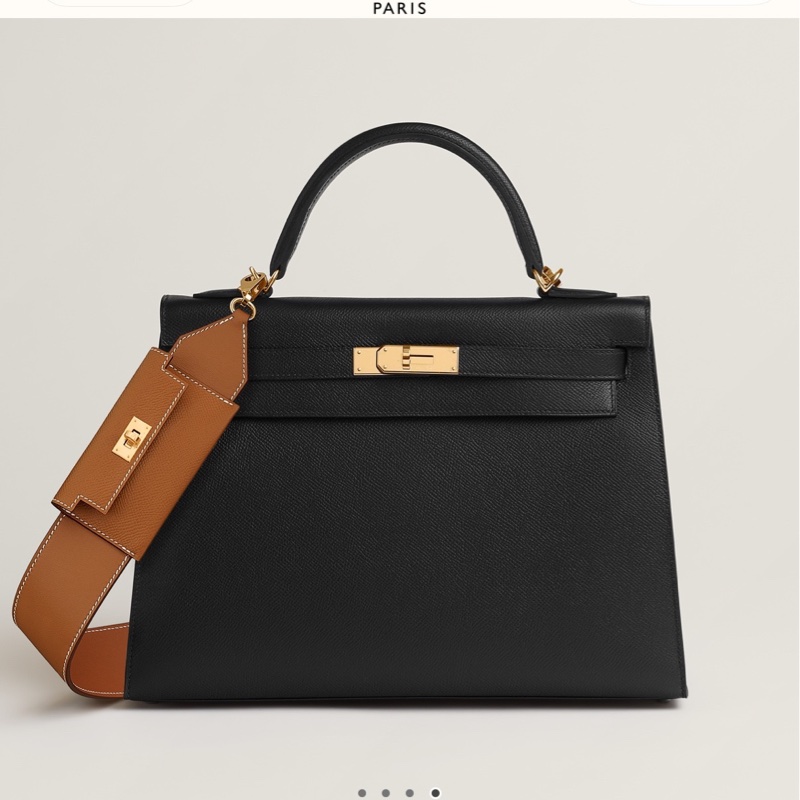 Hermès 愛馬仕kelly pocket寬肩帶 大象灰金扣 105碼 (有奶灰色)-4