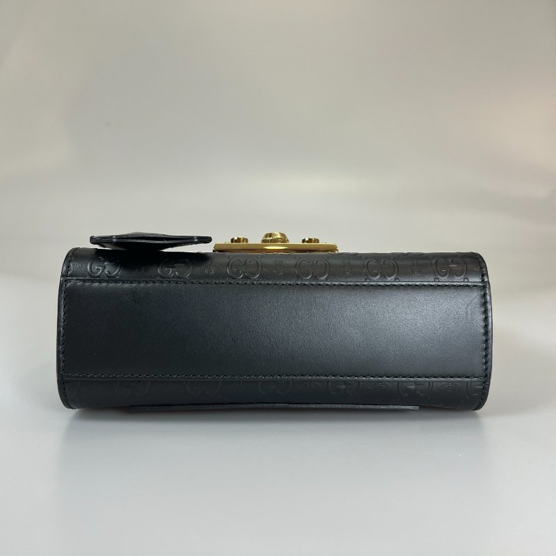 全新品 GUCCI 409487.黑皮革PADLOCK 鏈條包-4