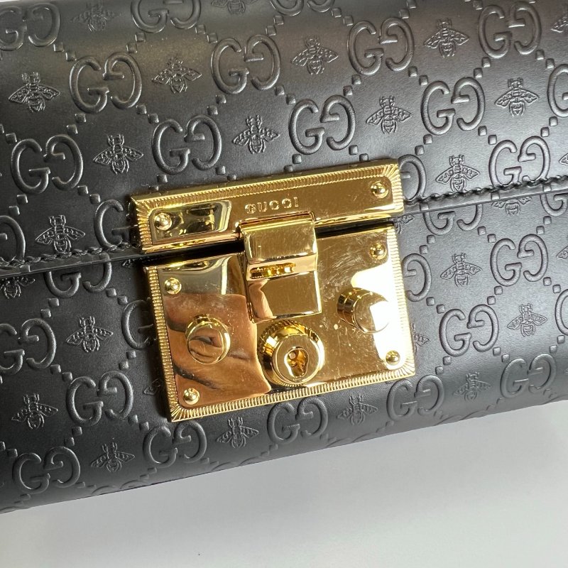 全新品 GUCCI 409487.黑皮革PADLOCK 鏈條包-7