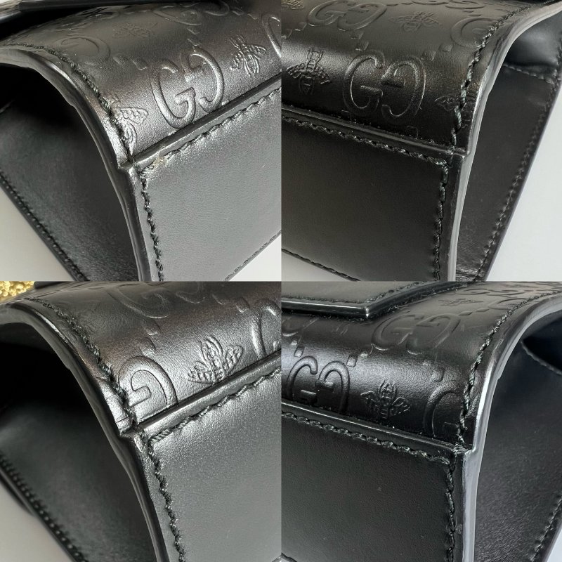 全新品 GUCCI 409487.黑皮革PADLOCK 鏈條包-11