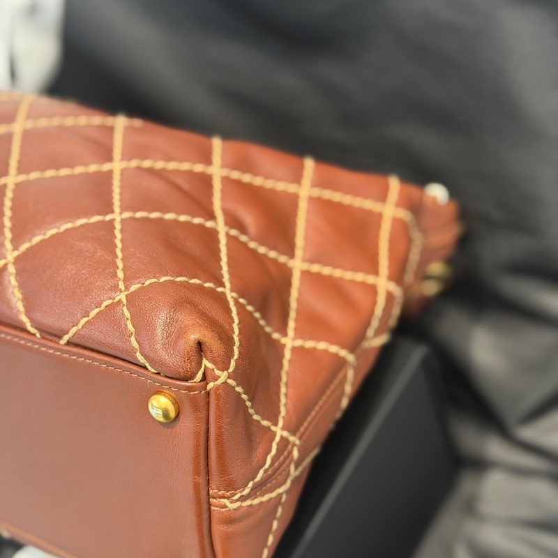 Chanel 香奈兒中古外縫線飯盒hobo手提鏈條包-3